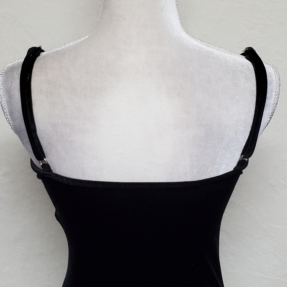 VINTAGE Shirley of Hollywood Black Velvet  Asymmetric Ruffle Mini Lingerie Dress - Picture 11 of 15